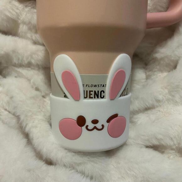 Easter Stanley with Bunny Boot and Bunny Ear print Pink Sand 40 oz - Picture 3 of 4